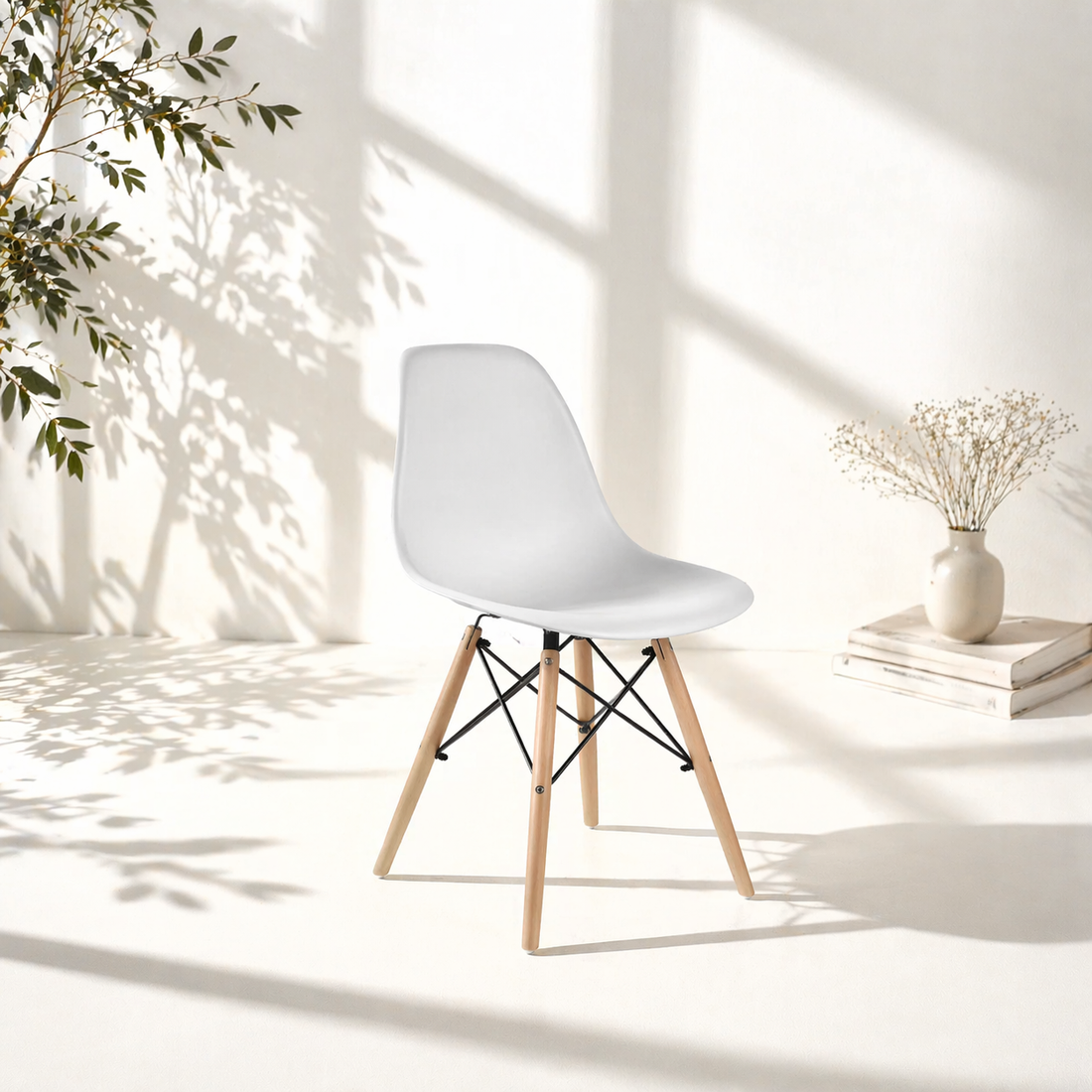 Modern Acrylic Chair with Natural Beech Wood Legs