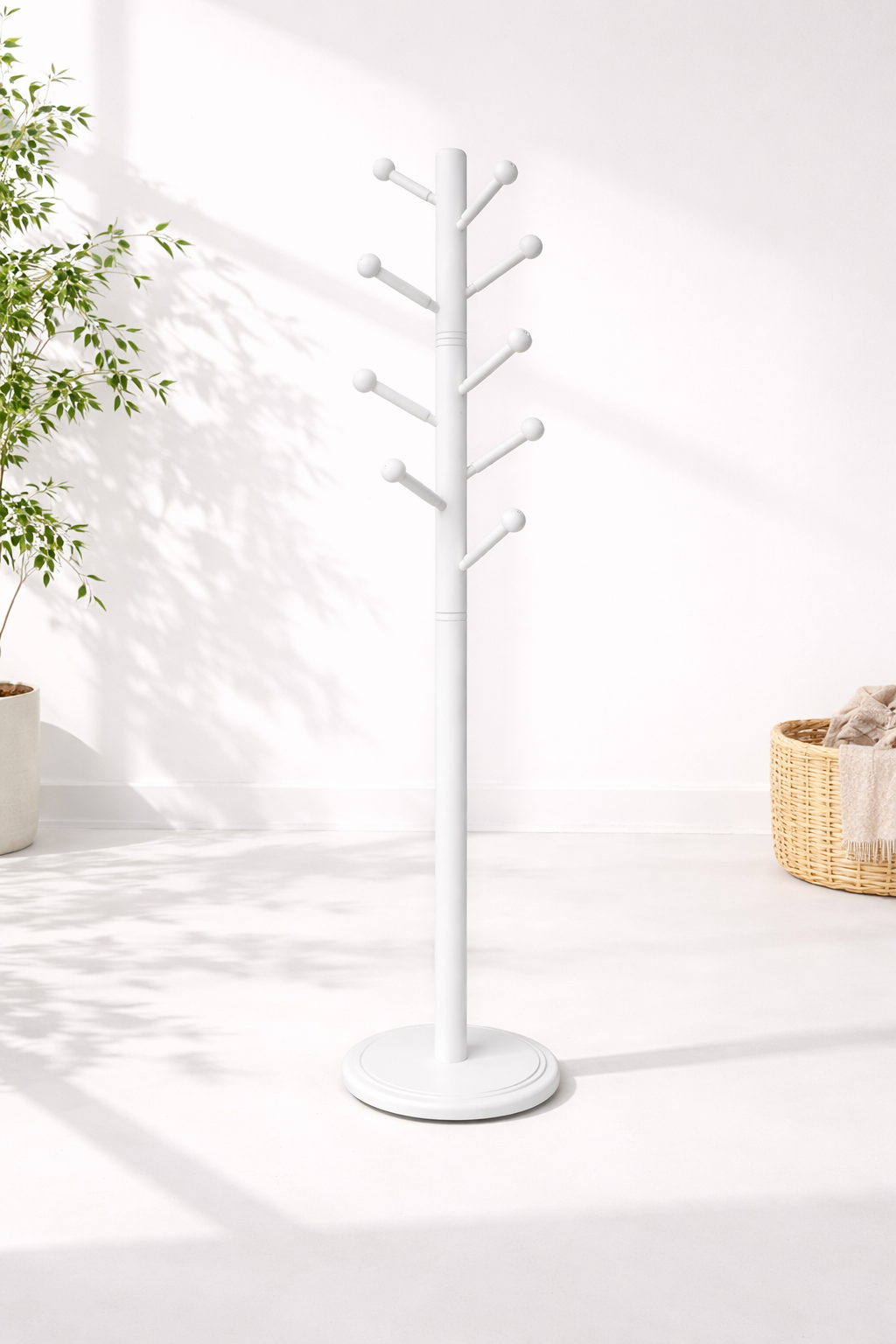 Solid Beech Wood Coat Rack – Modern Freestanding Design
