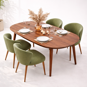 Modern Wooden Dining Table Set – 4 Chairs (140 × 90 cm)