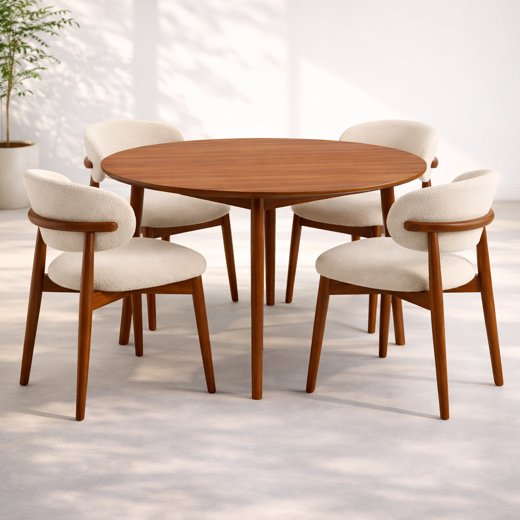 Round Dining Table Set – 4 Chairs (100 cm Diameter)