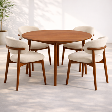 Round Dining Table Set – 4 Chairs (100 cm Diameter)
