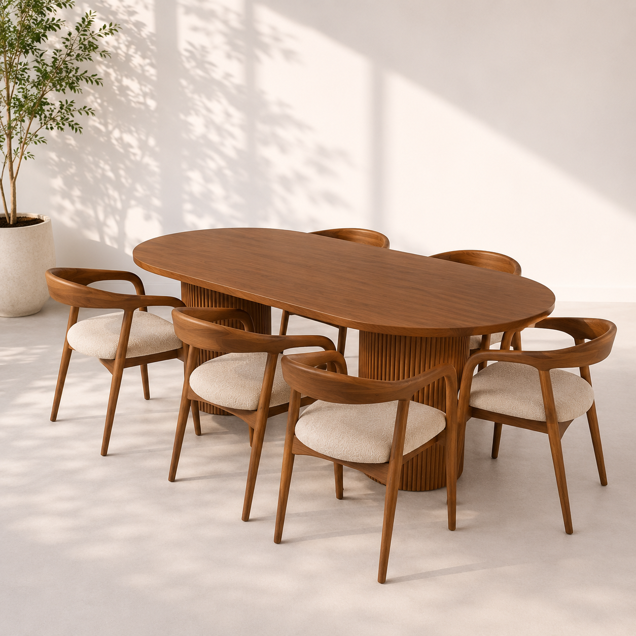 Modern Dining Table Set – 6 Chairs