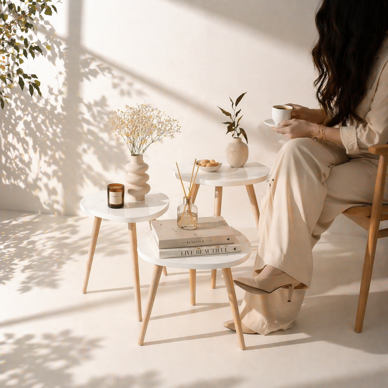 Modern Trilateral Side Table Set
