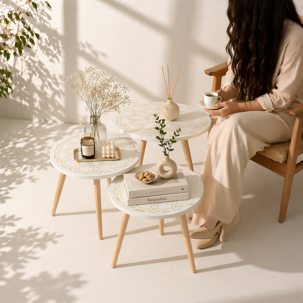 Premium 3-Piece CNC Side Table Set