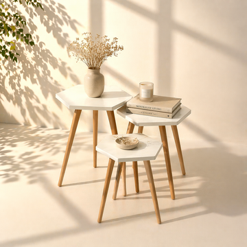 Modern Hexagonal Side Table Set
