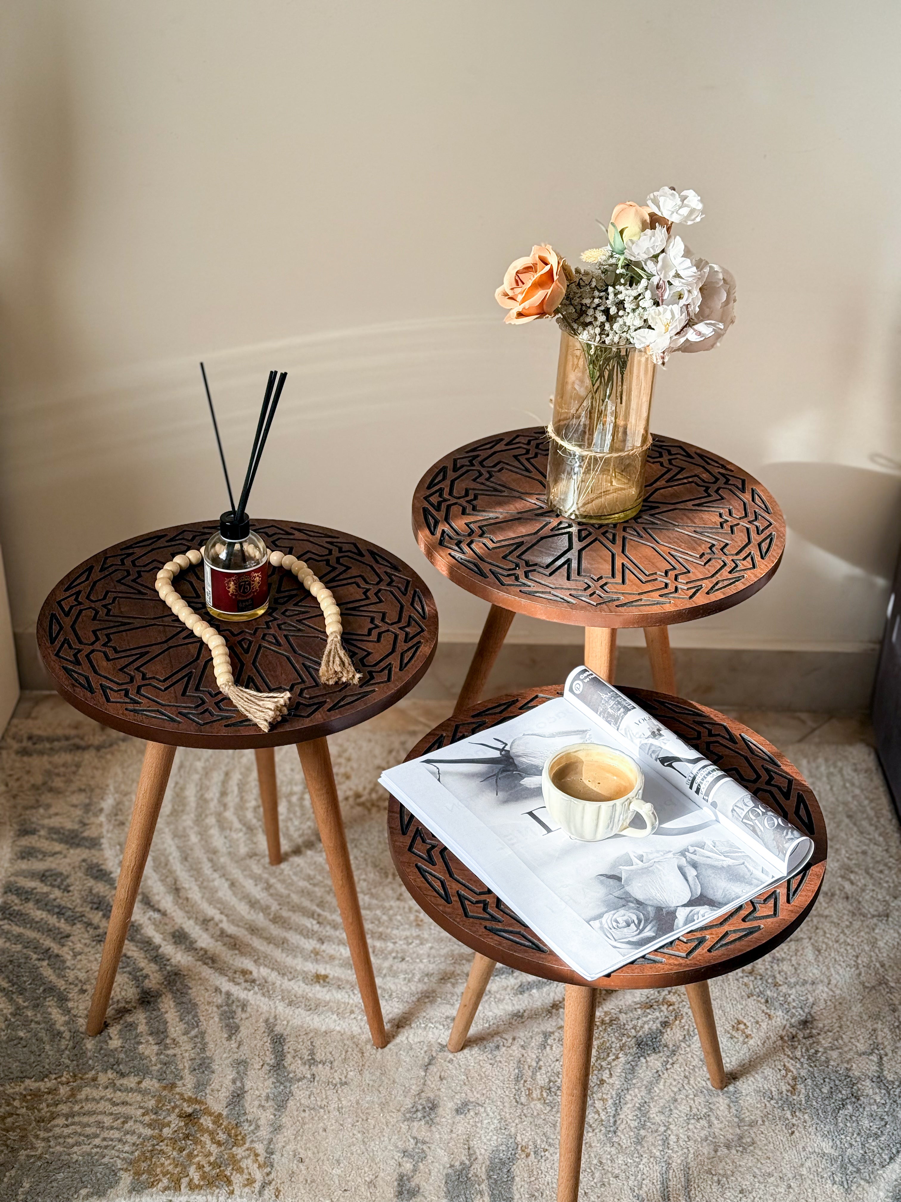 Premium 3-Piece CNC Side Table Set