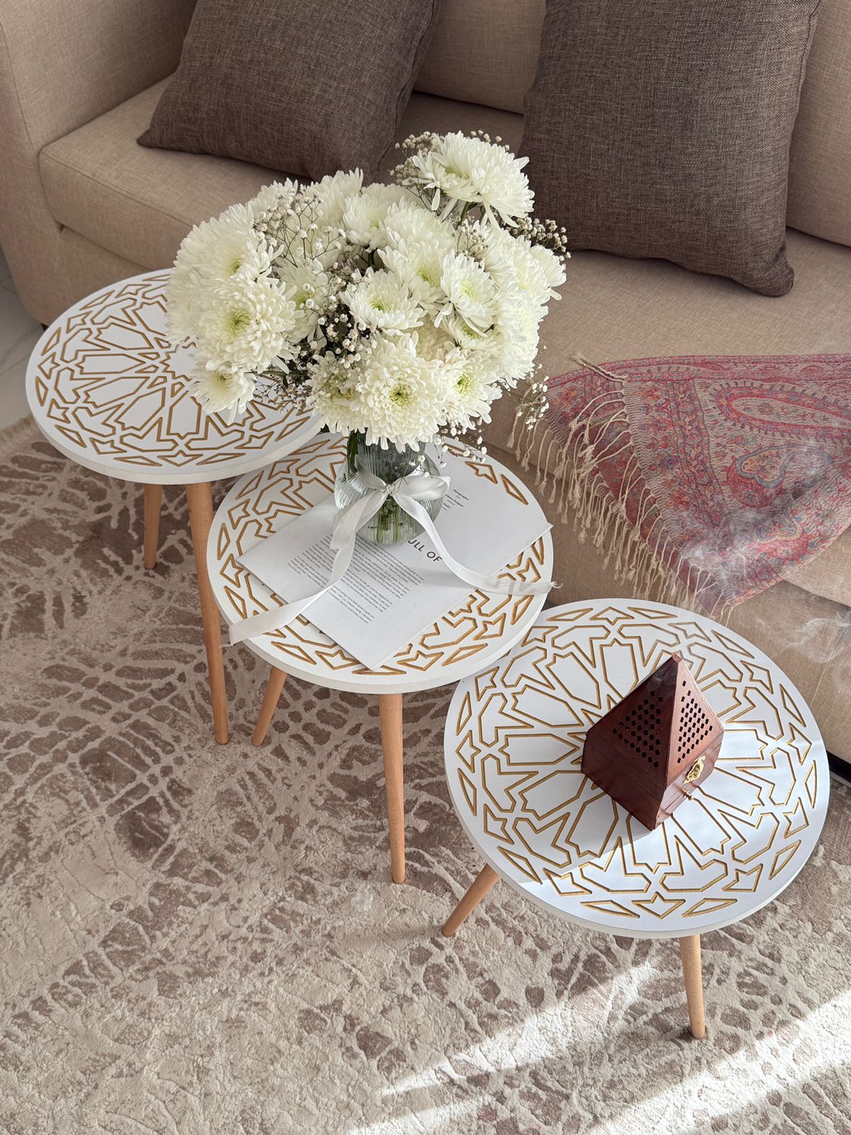 Premium 3-Piece CNC Side Table Set